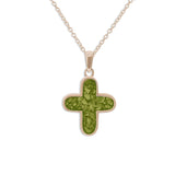 Unisex  Rounded Cross Memorial Ashes Pendant - Cherished Urns