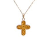 Unisex  Rounded Cross Memorial Ashes Pendant - Cherished Urns