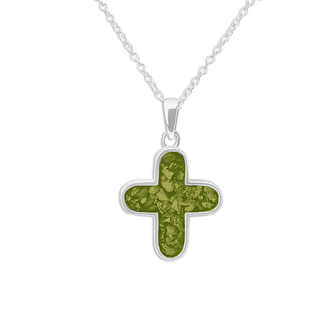 Unisex  Rounded Cross Memorial Ashes Pendant - Cherished Urns