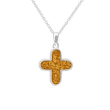 Unisex  Rounded Cross Memorial Ashes Pendant - Cherished Urns