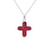 Unisex  Rounded Cross Memorial Ashes Pendant - Cherished Urns