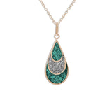 Ladies Layered Teardrop Memorial Ashes Pendant with Fine Crystals - Cherished Urns