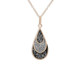 Ladies Layered Teardrop Memorial Ashes Pendant with Fine Crystals - Cherished Urns