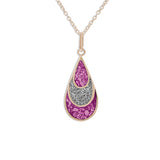 Ladies Layered Teardrop Memorial Ashes Pendant with Fine Crystals - Cherished Urns