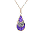 Ladies Layered Teardrop Memorial Ashes Pendant with Fine Crystals - Cherished Urns