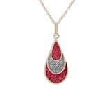 Ladies Layered Teardrop Memorial Ashes Pendant with Fine Crystals - Cherished Urns