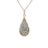Ladies Layered Teardrop Memorial Ashes Pendant with Fine Crystals - Cherished Urns