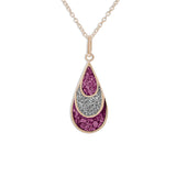 Ladies Layered Teardrop Memorial Ashes Pendant with Fine Crystals - Cherished Urns