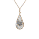 Ladies Layered Teardrop Memorial Ashes Pendant with Fine Crystals - Cherished Urns