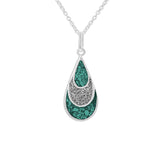 Ladies Layered Teardrop Memorial Ashes Pendant with Fine Crystals - Cherished Urns