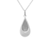 Ladies Layered Teardrop Memorial Ashes Pendant with Fine Crystals - Cherished Urns
