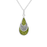 Ladies Layered Teardrop Memorial Ashes Pendant with Fine Crystals - Cherished Urns