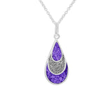 Ladies Layered Teardrop Memorial Ashes Pendant with Fine Crystals - Cherished Urns