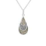 Ladies Layered Teardrop Memorial Ashes Pendant with Fine Crystals - Cherished Urns