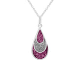 Ladies Layered Teardrop Memorial Ashes Pendant with Fine Crystals - Cherished Urns
