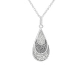 Ladies Layered Teardrop Memorial Ashes Pendant with Fine Crystals - Cherished Urns