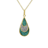 Ladies Layered Teardrop Memorial Ashes Pendant with Fine Crystals - Cherished Urns