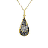 Ladies Layered Teardrop Memorial Ashes Pendant with Fine Crystals - Cherished Urns