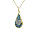 Ladies Layered Teardrop Memorial Ashes Pendant with Fine Crystals - Cherished Urns