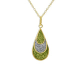 Ladies Layered Teardrop Memorial Ashes Pendant with Fine Crystals - Cherished Urns