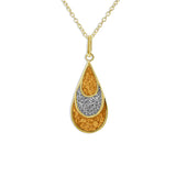 Ladies Layered Teardrop Memorial Ashes Pendant with Fine Crystals - Cherished Urns