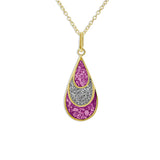 Ladies Layered Teardrop Memorial Ashes Pendant with Fine Crystals - Cherished Urns