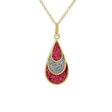 Ladies Layered Teardrop Memorial Ashes Pendant with Fine Crystals - Cherished Urns