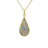 Ladies Layered Teardrop Memorial Ashes Pendant with Fine Crystals - Cherished Urns