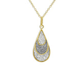Ladies Layered Teardrop Memorial Ashes Pendant with Fine Crystals - Cherished Urns