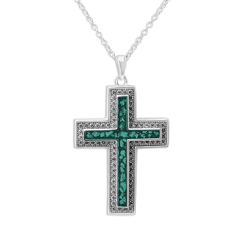 Unisex Cross Memorial Ashes Pendant with Fine Crystals - Cherished Urns