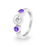 Ladies Jewel Memorial Ashes Ring with Fine Crystal - Cherished Urns