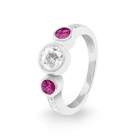 Ladies Jewel Memorial Ashes Ring with Fine Crystal - Cherished Urns
