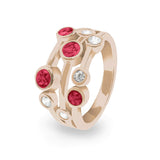 Ladies Droplets Memorial Ashes Ring with Fine Crystals - Cherished Urns