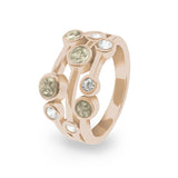 Ladies Droplets Memorial Ashes Ring with Fine Crystals - Cherished Urns