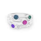 Ladies Droplets Memorial Ashes Ring with Fine Crystals - Cherished Urns