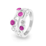 Ladies Droplets Memorial Ashes Ring with Fine Crystals - Cherished Urns