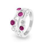 Ladies Droplets Memorial Ashes Ring with Fine Crystals - Cherished Urns