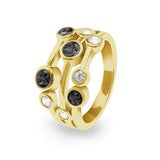 Ladies Droplets Memorial Ashes Ring with Fine Crystals - Cherished Urns