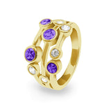 Ladies Droplets Memorial Ashes Ring with Fine Crystals - Cherished Urns