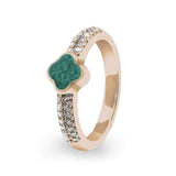 Ladies Clover Memorial Ashes Ring with Fine Crystals - Cherished Urns