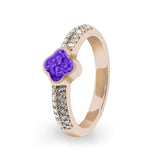 Ladies Clover Memorial Ashes Ring with Fine Crystals - Cherished Urns