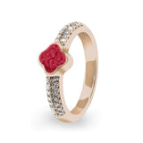 Ladies Clover Memorial Ashes Ring with Fine Crystals - Cherished Urns