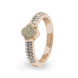 Ladies Clover Memorial Ashes Ring with Fine Crystals - Cherished Urns