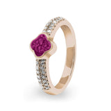 Ladies Clover Memorial Ashes Ring with Fine Crystals - Cherished Urns