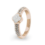 Ladies Clover Memorial Ashes Ring with Fine Crystals - Cherished Urns