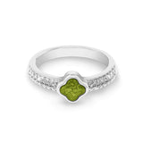 Ladies Clover Memorial Ashes Ring with Fine Crystals - Cherished Urns