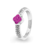 Ladies Clover Memorial Ashes Ring with Fine Crystals - Cherished Urns