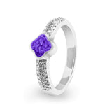 Ladies Clover Memorial Ashes Ring with Fine Crystals - Cherished Urns