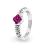 Ladies Clover Memorial Ashes Ring with Fine Crystals - Cherished Urns