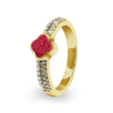 Ladies Clover Memorial Ashes Ring with Fine Crystals - Cherished Urns